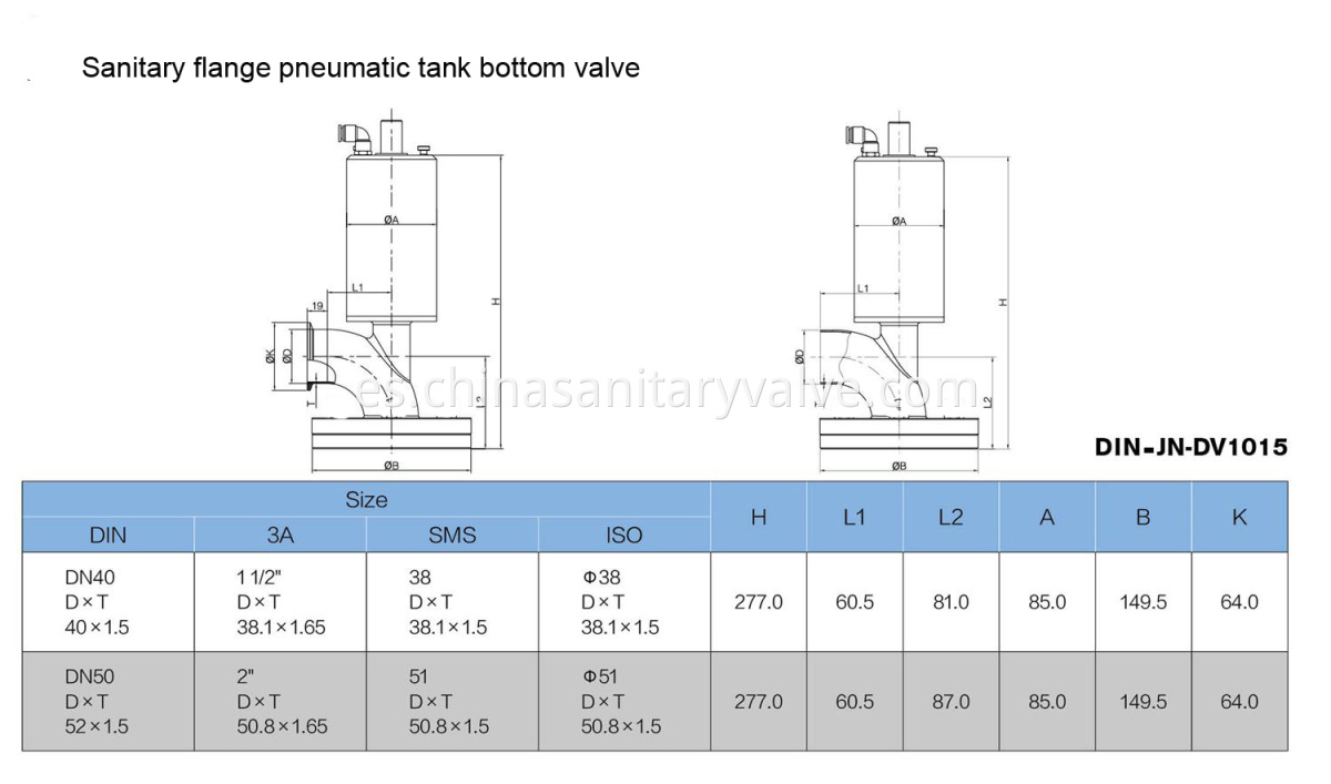 sanitary flange tank bottom valves